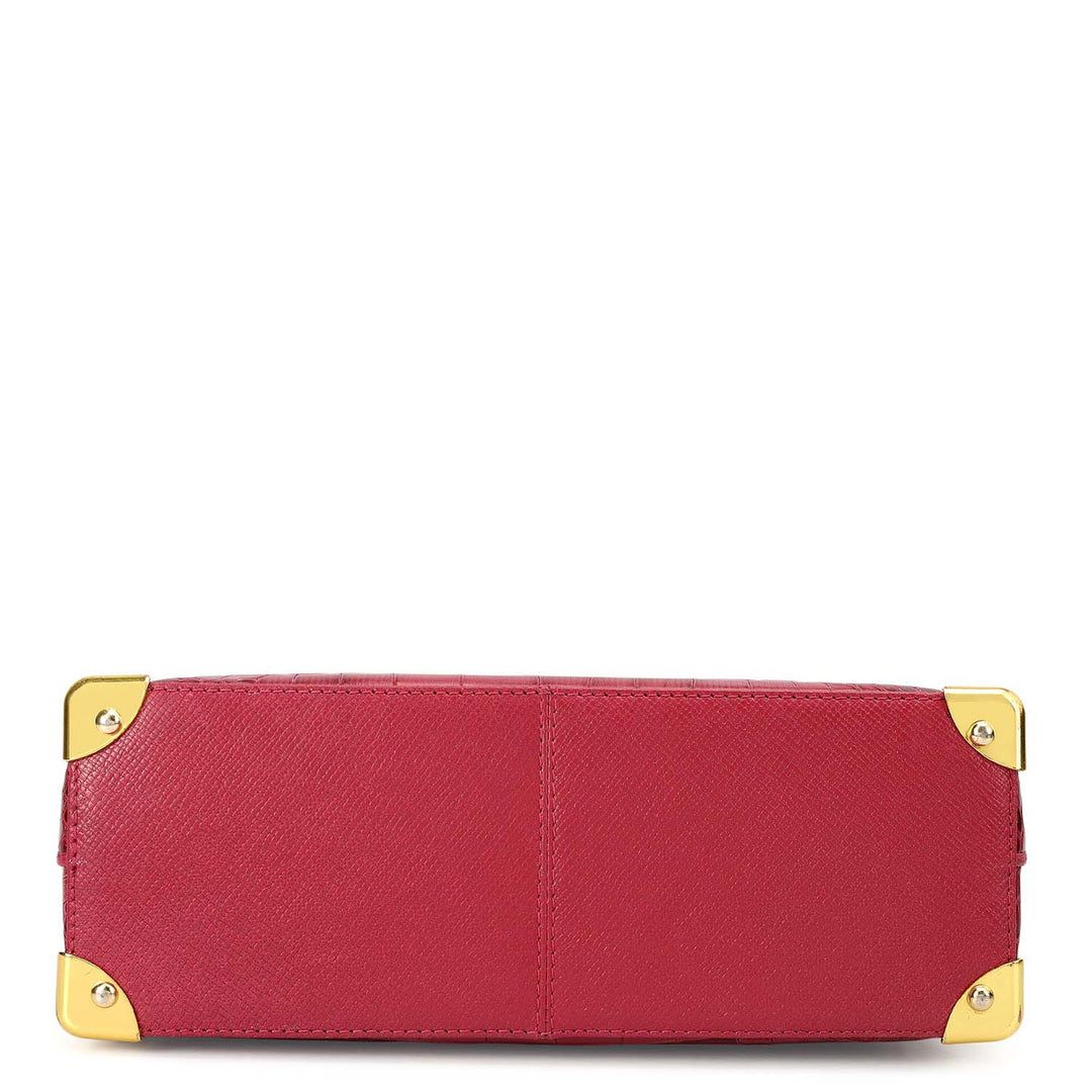 Small Croco Franzy Leather Satchel - Plumberry