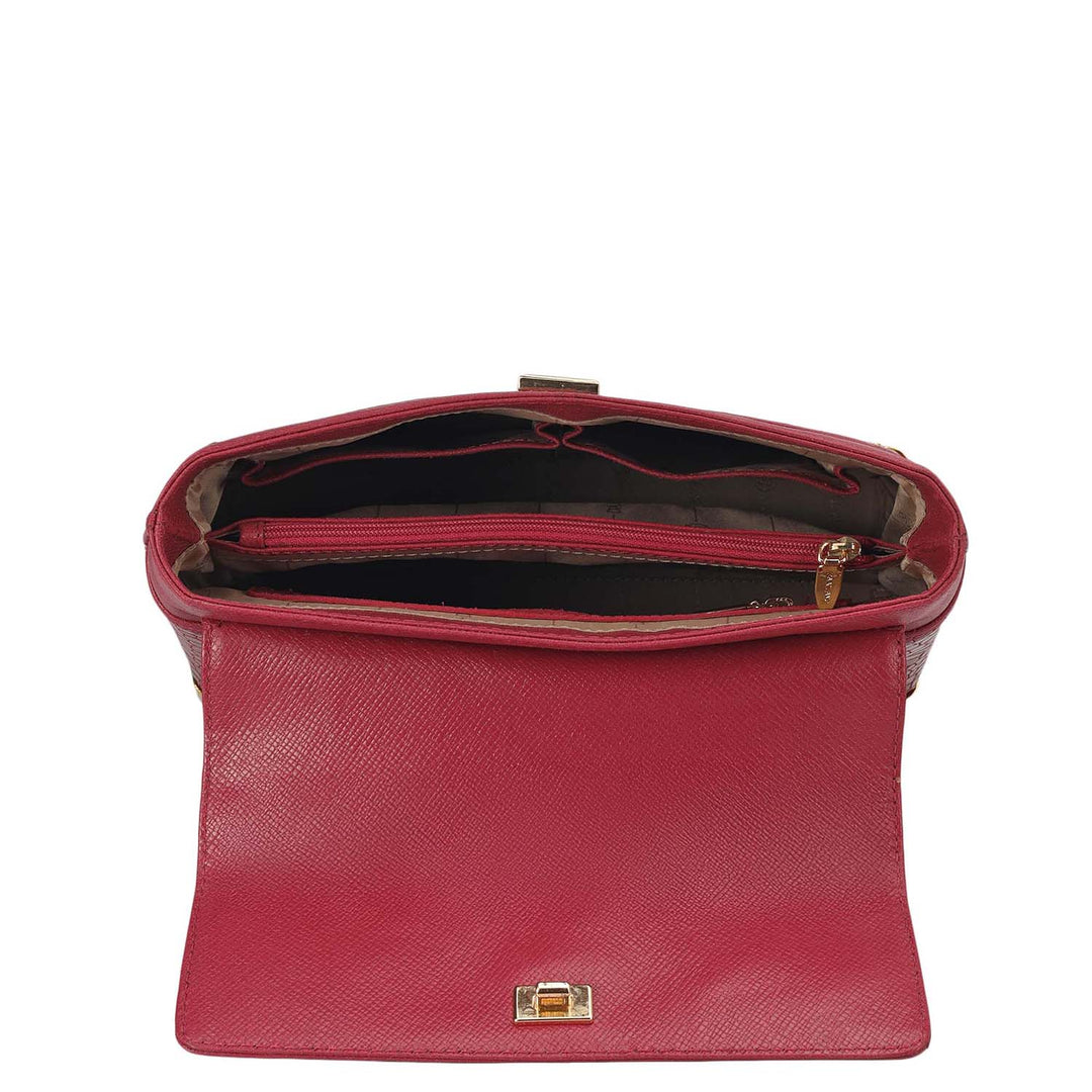 Small Croco Franzy Leather Satchel - Plumberry