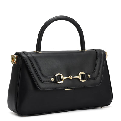 Small Plain Leather Satchel - Black
