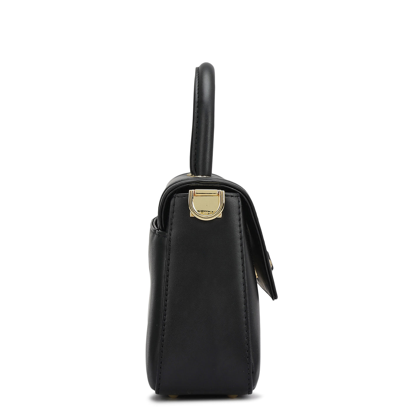 Small Plain Leather Satchel - Black