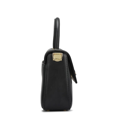 Small Plain Leather Satchel - Black