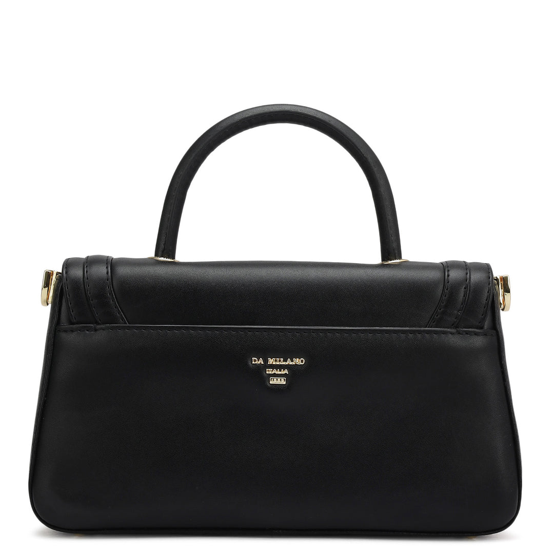Small Plain Leather Satchel - Black