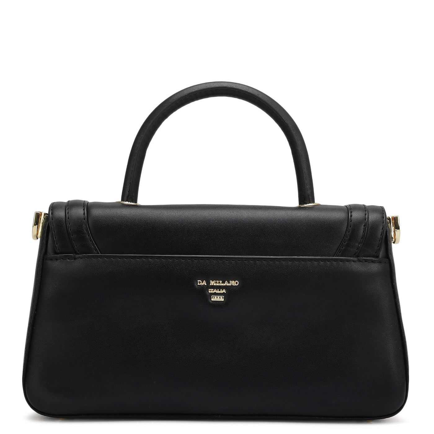 Small Plain Leather Satchel - Black