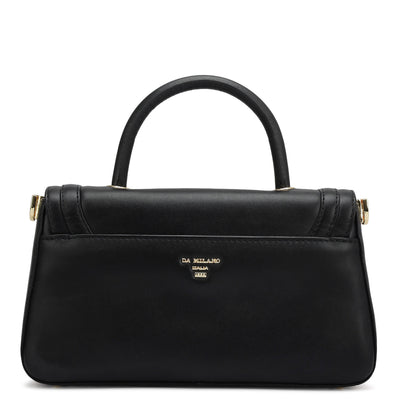Small Plain Leather Satchel - Black