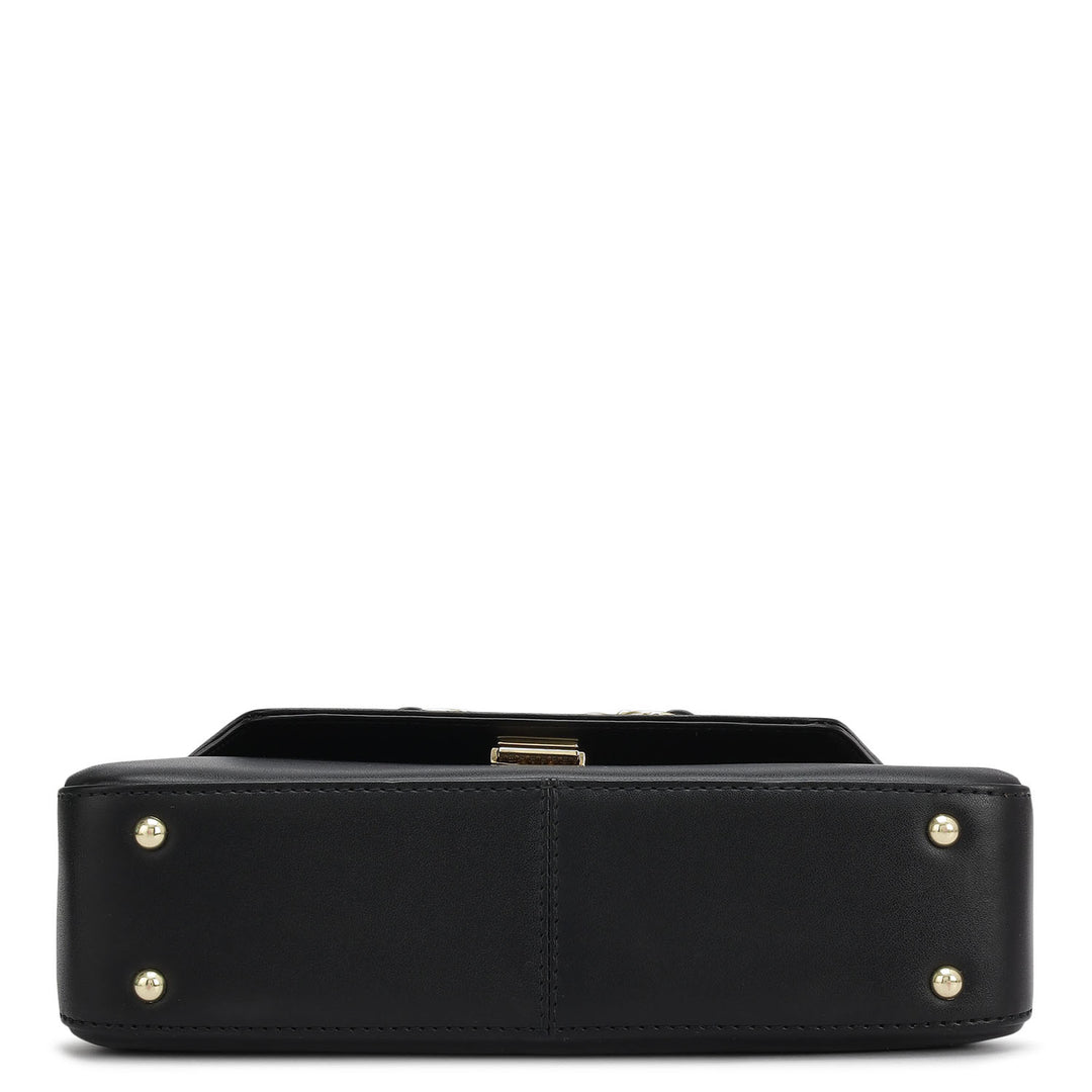 Small Plain Leather Satchel - Black