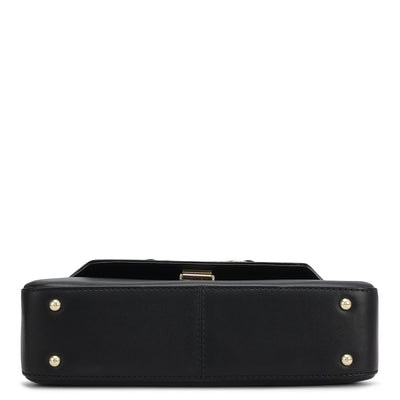 Small Plain Leather Satchel - Black