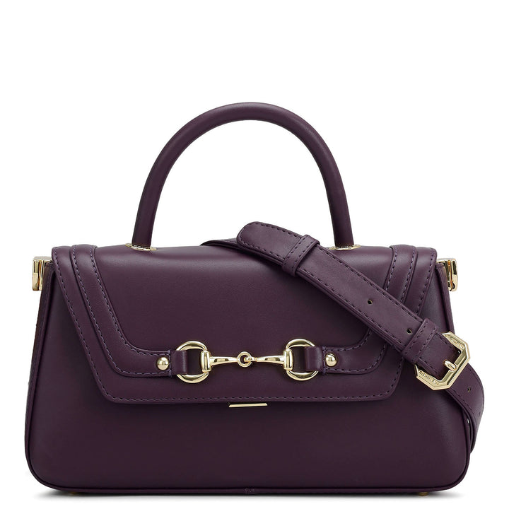 Small Plain Leather Satchel - Grapevine