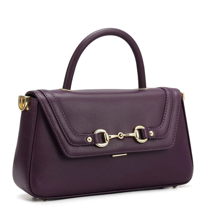 Small Plain Leather Satchel - Grapevine