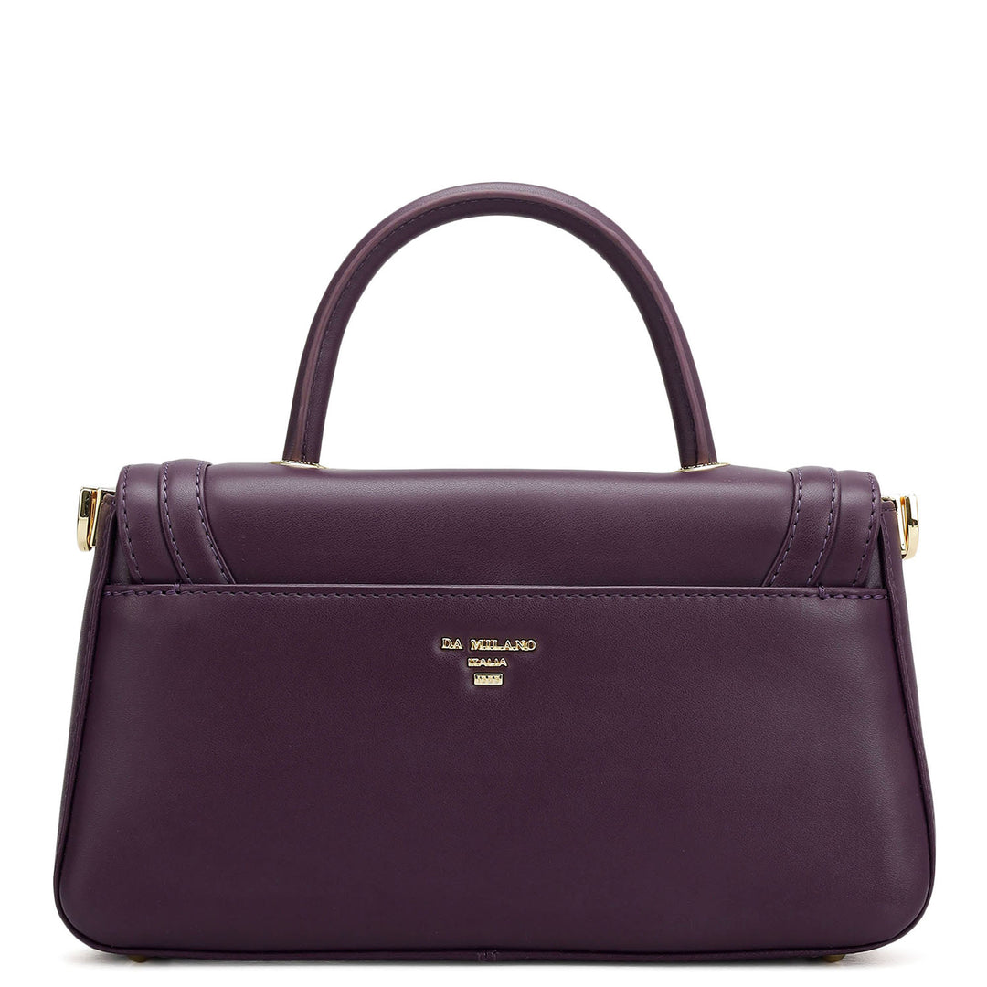 Small Plain Leather Satchel - Grapevine