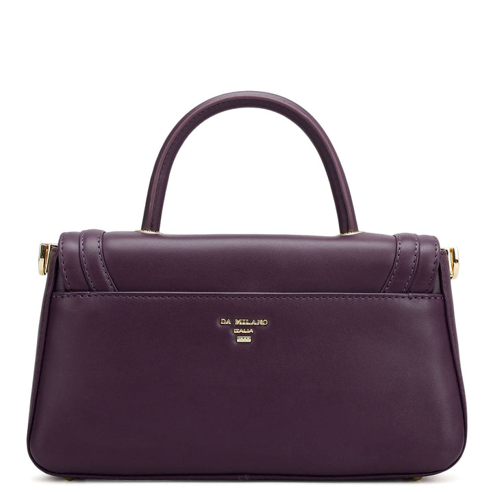 Small Plain Leather Satchel - Grapevine