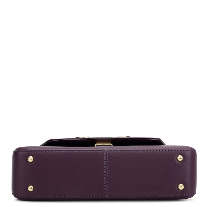 Small Plain Leather Satchel - Grapevine