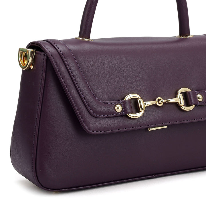 Small Plain Leather Satchel - Grapevine