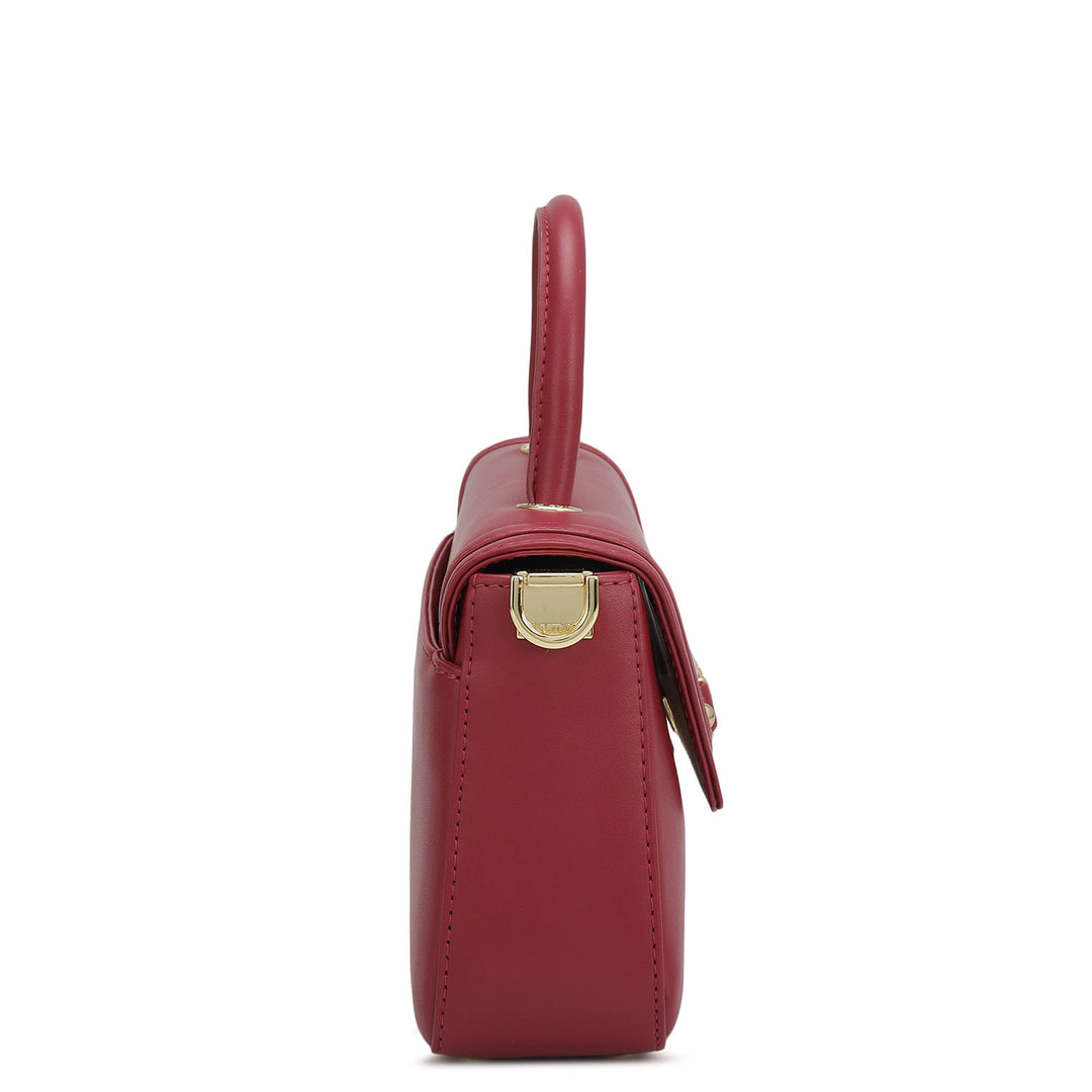 Small Plain Leather Satchel - Plumberry