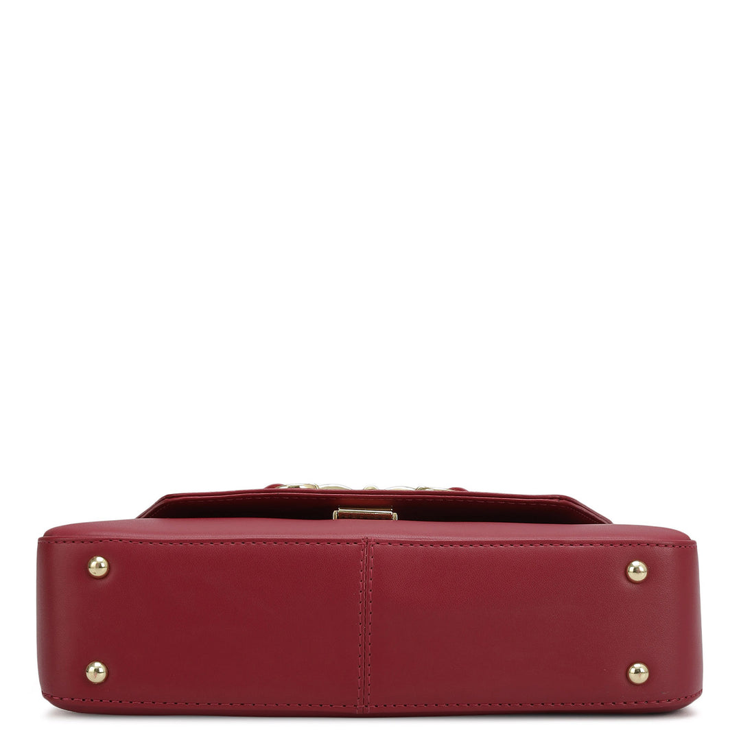 Small Plain Leather Satchel - Plumberry