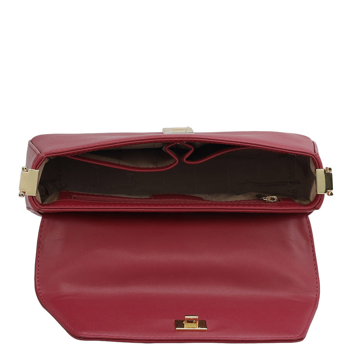 Small Plain Leather Satchel - Plumberry