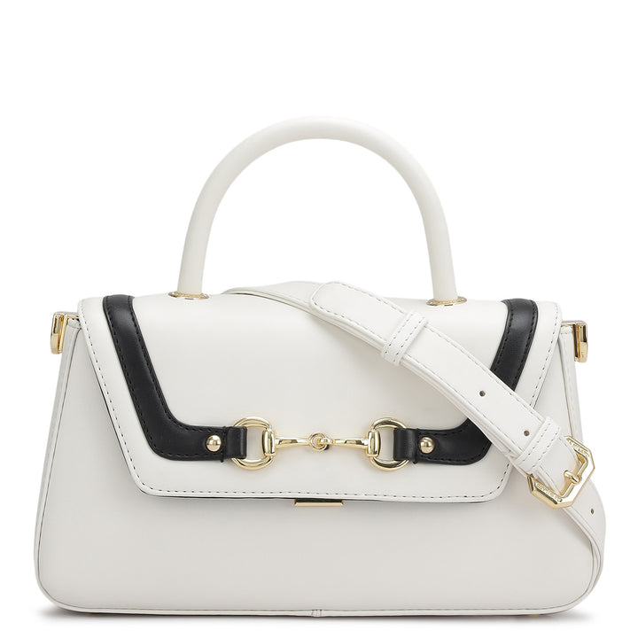 Small Plain Leather Satchel - Snow