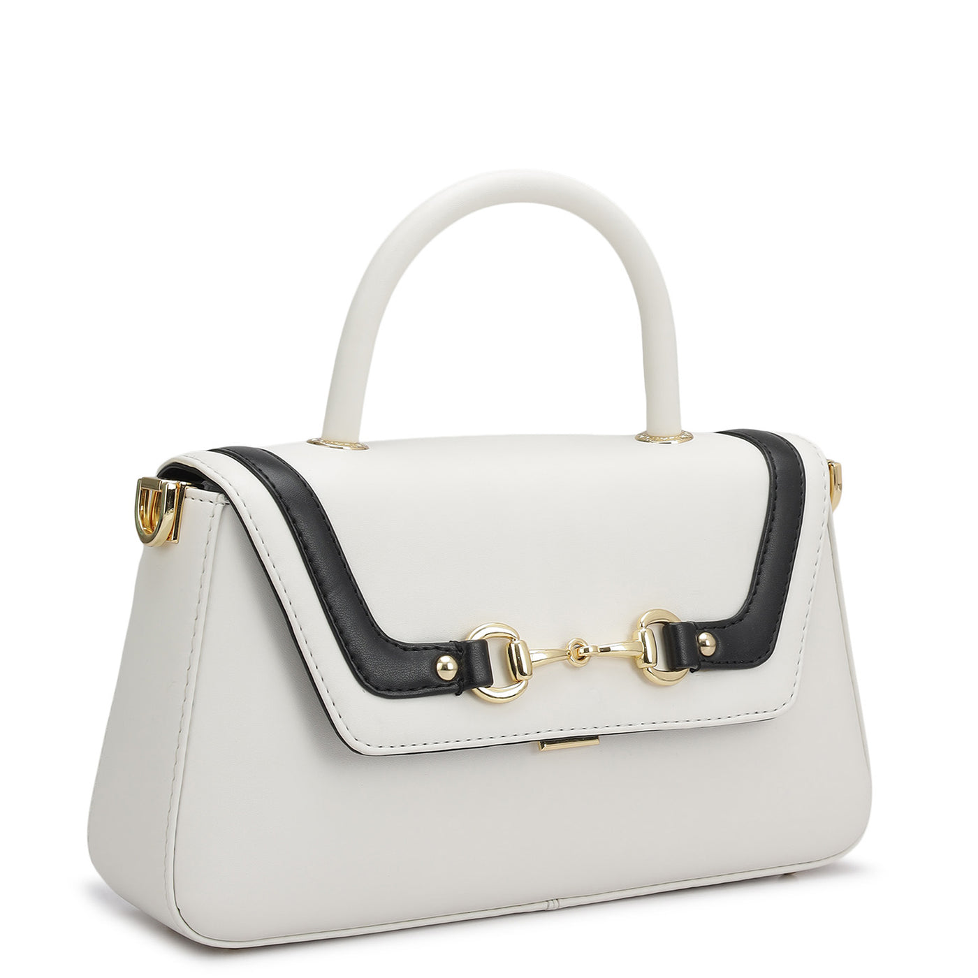 Small Plain Leather Satchel - Snow