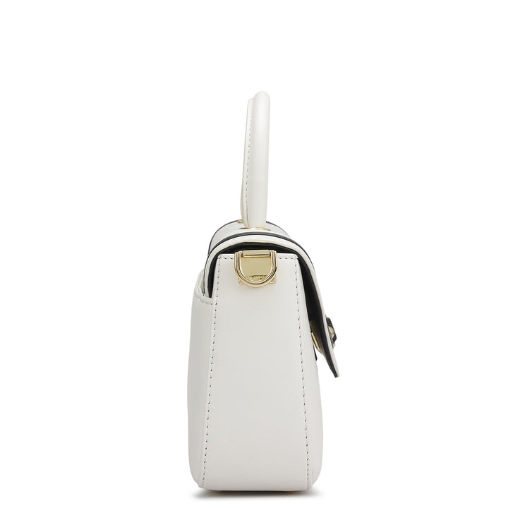 Small Plain Leather Satchel - Snow