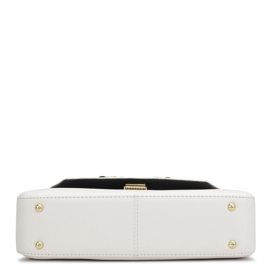 Small Plain Leather Satchel - Snow