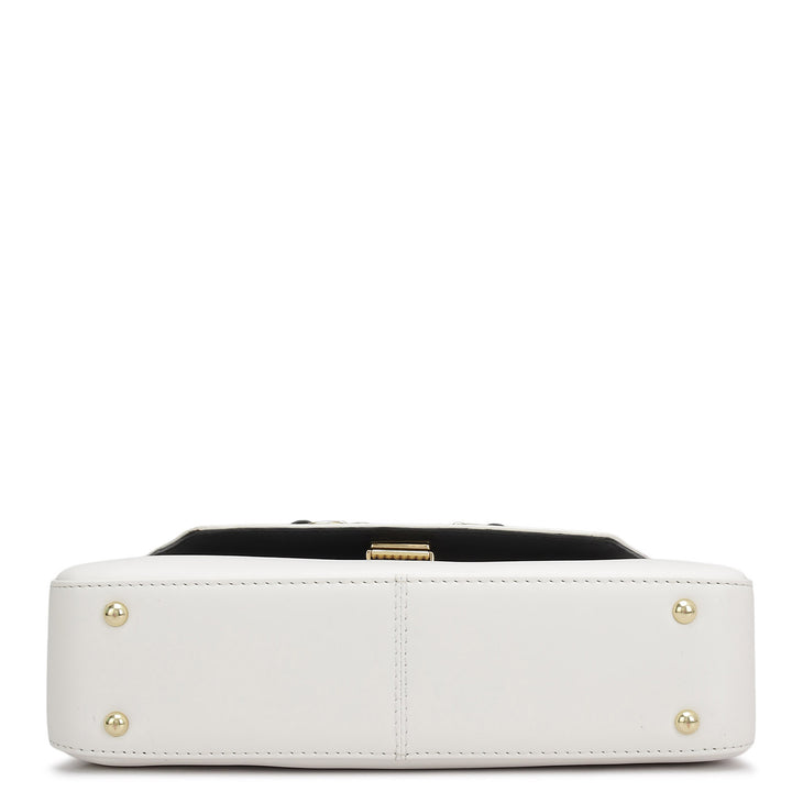 Small Plain Leather Satchel - Snow