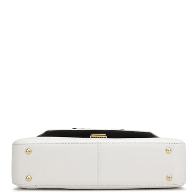 Small Plain Leather Satchel - Snow