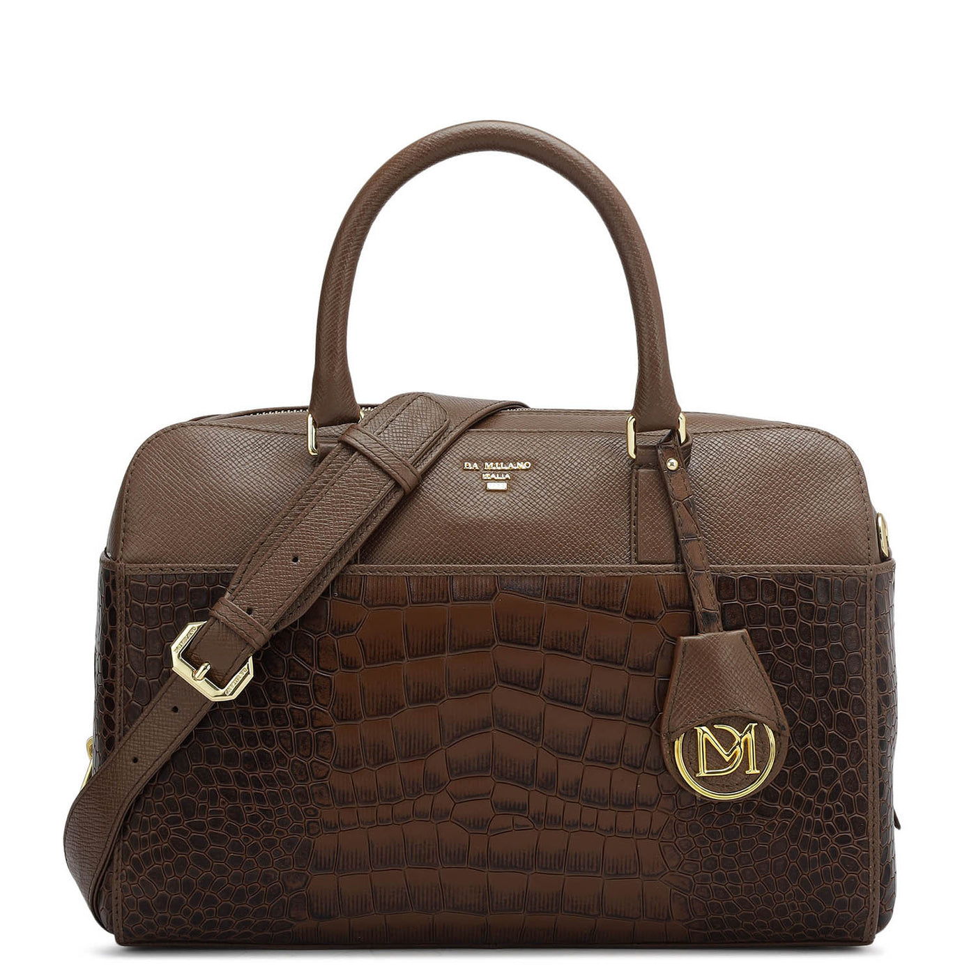 Medium Croco Franzy Leather Satchel - Date
