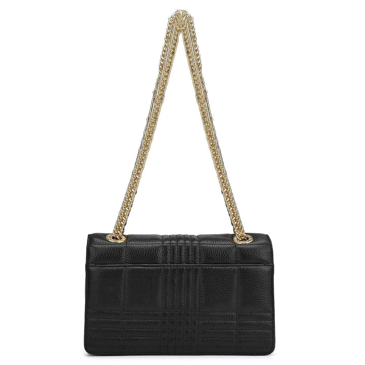Small Wax Stripe Leather Shoulder Bag - Black