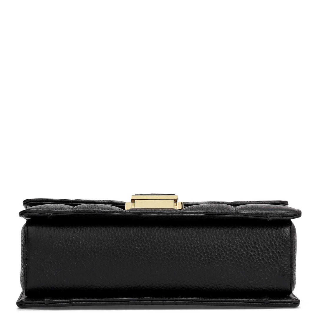 Small Wax Stripe Leather Shoulder Bag - Black