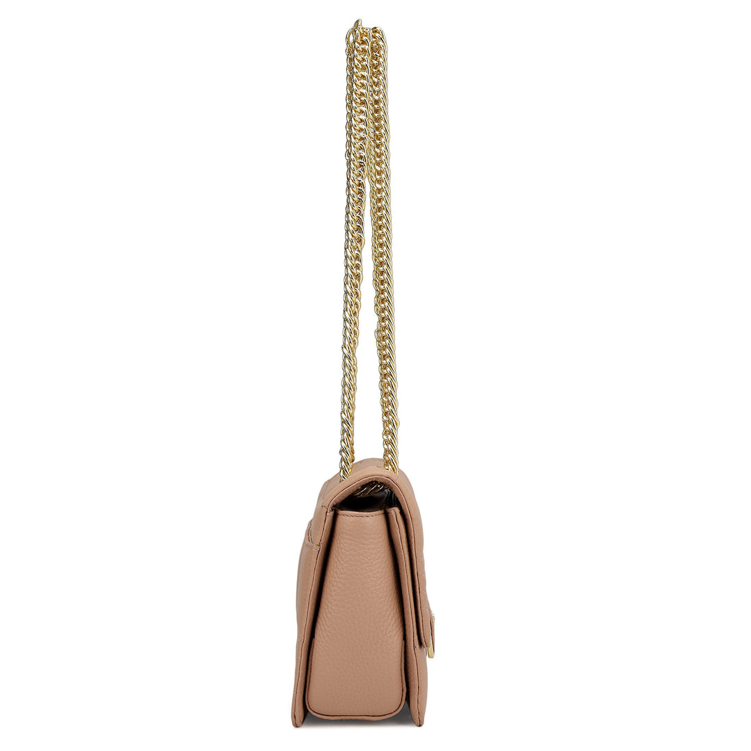Small Wax Stripe Leather Shoulder Bag - Feather