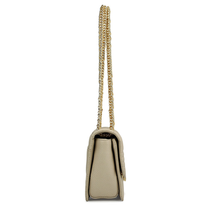 Small Wax Stripe Leather Shoulder Bag - Ivory