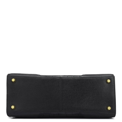 Medium Croco Franzy Leather Satchel - Black