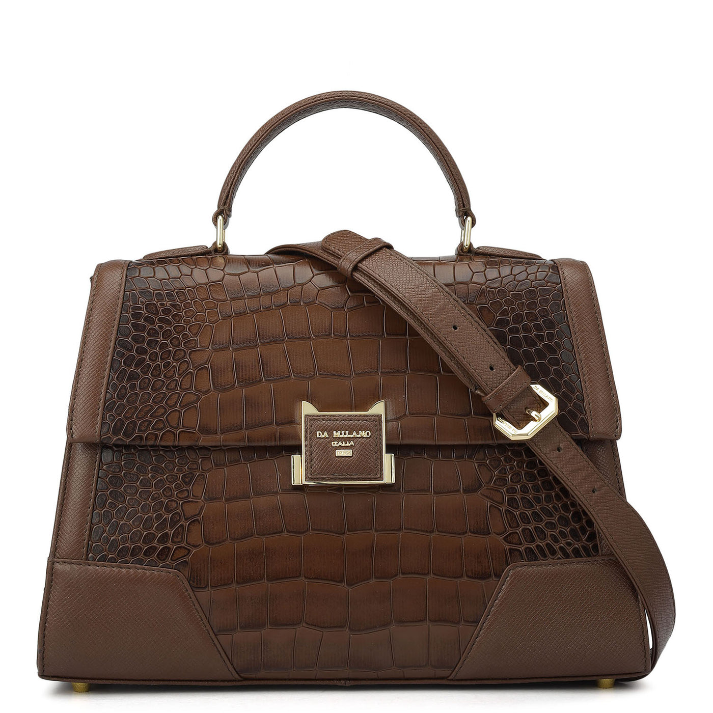 Medium Croco Franzy Leather Satchel - Date