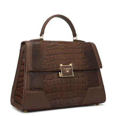 Medium Croco Franzy Leather Satchel - Date
