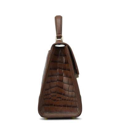 Medium Croco Franzy Leather Satchel - Date