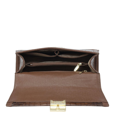 Medium Croco Franzy Leather Satchel - Date
