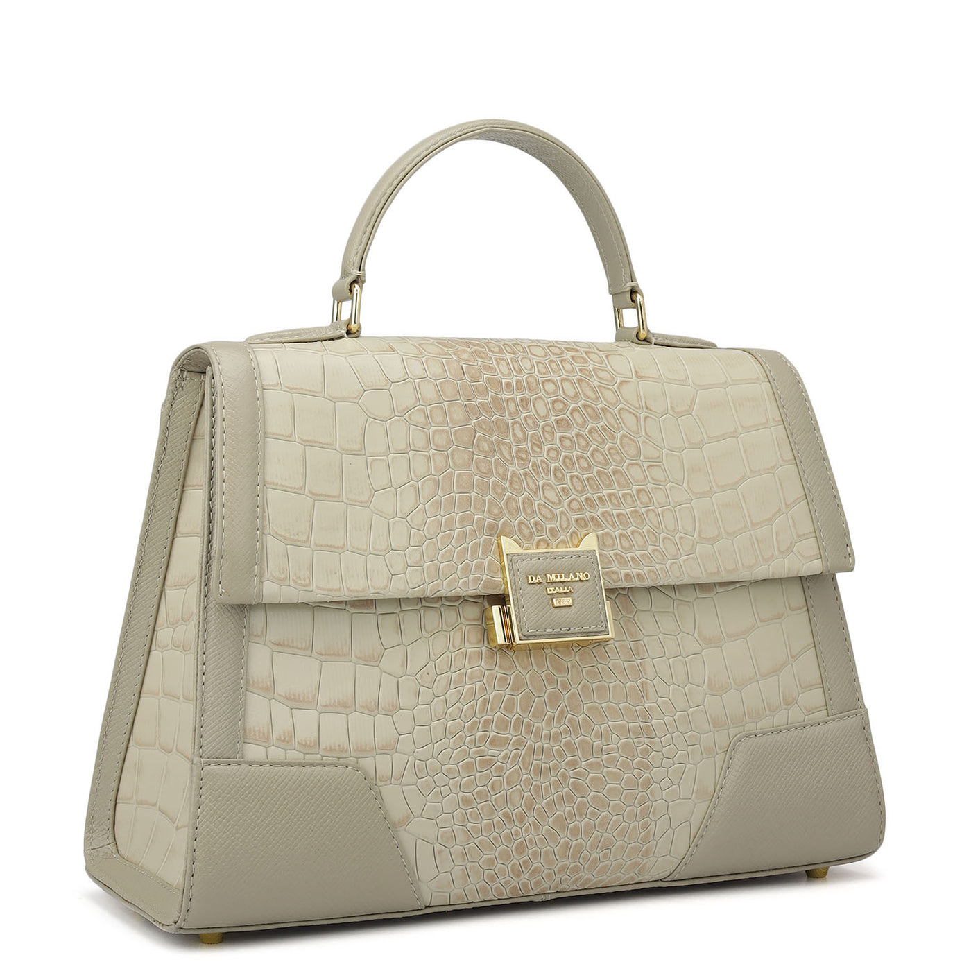 Medium Croco Franzy Leather Satchel - Frost
