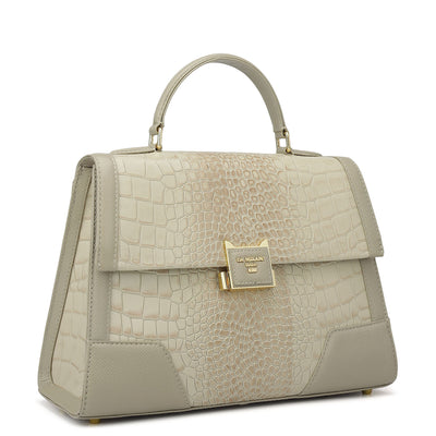 Medium Croco Franzy Leather Satchel - Frost