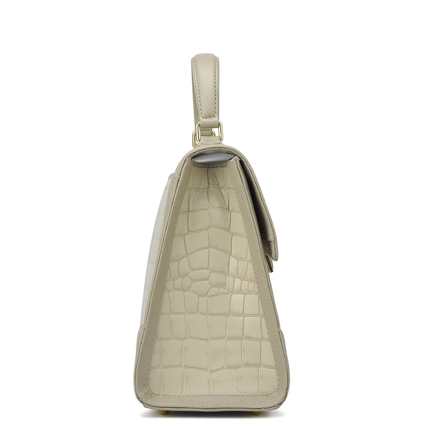 Medium Croco Franzy Leather Satchel - Frost