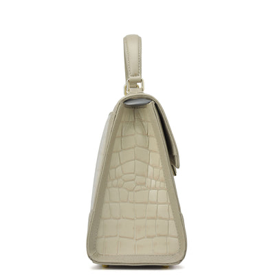 Medium Croco Franzy Leather Satchel - Frost