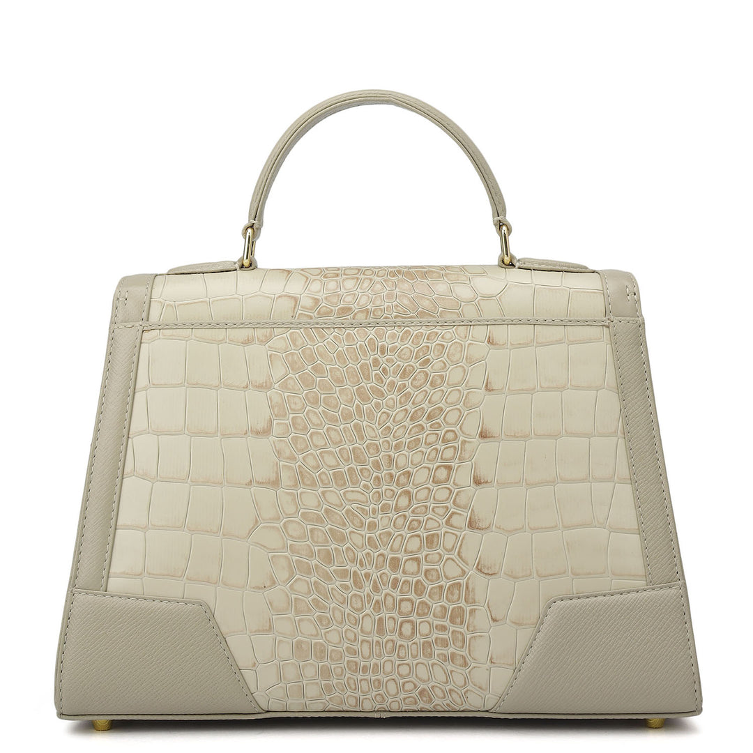 Medium Croco Franzy Leather Satchel - Frost
