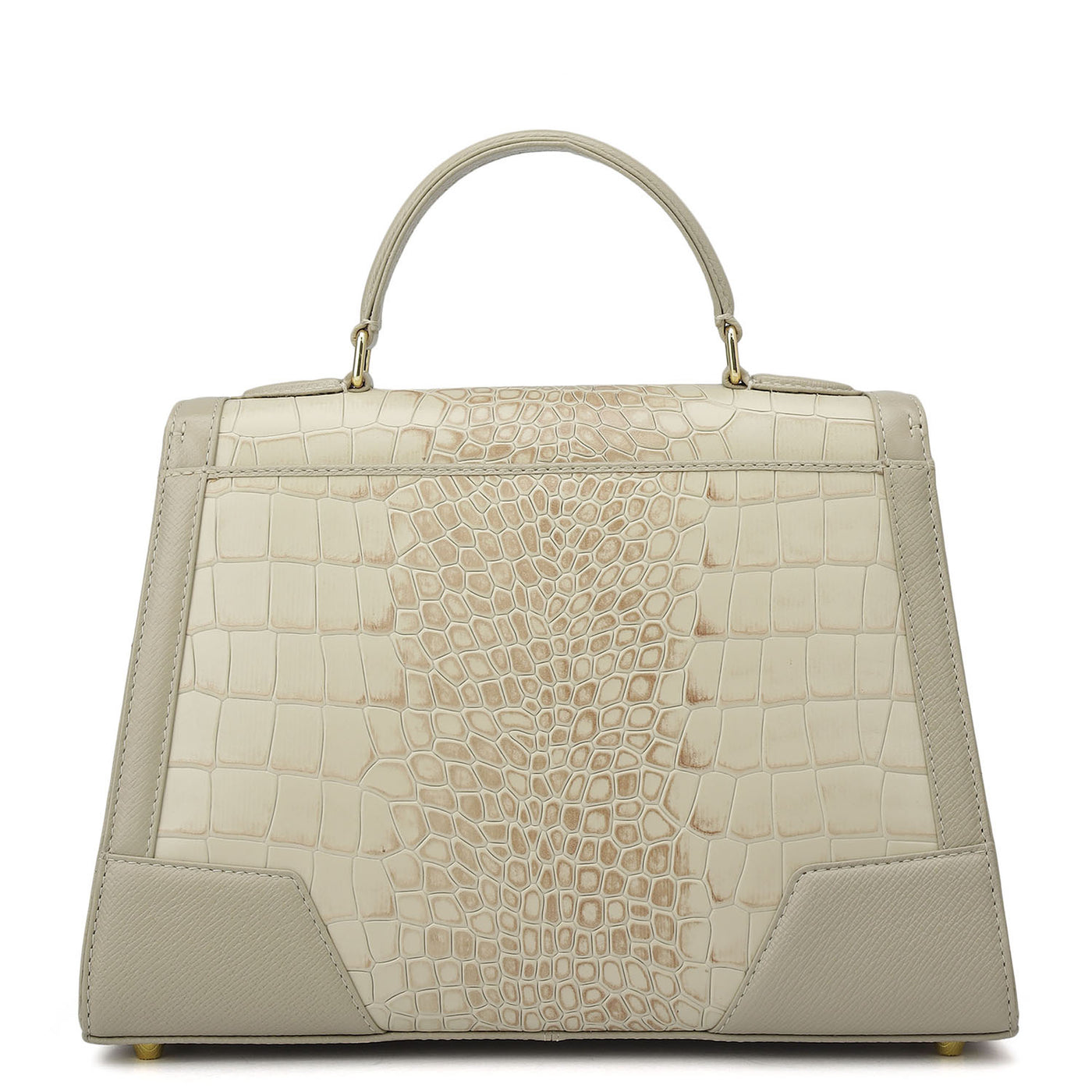 Medium Croco Franzy Leather Satchel - Frost