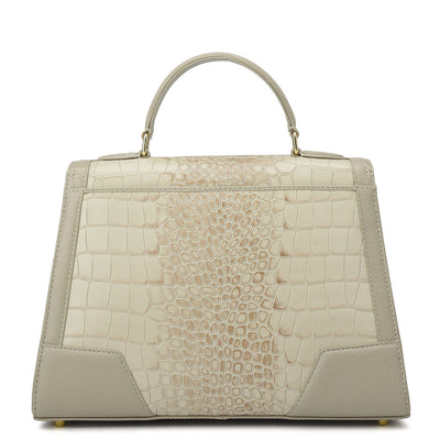 Medium Croco Franzy Leather Satchel - Frost