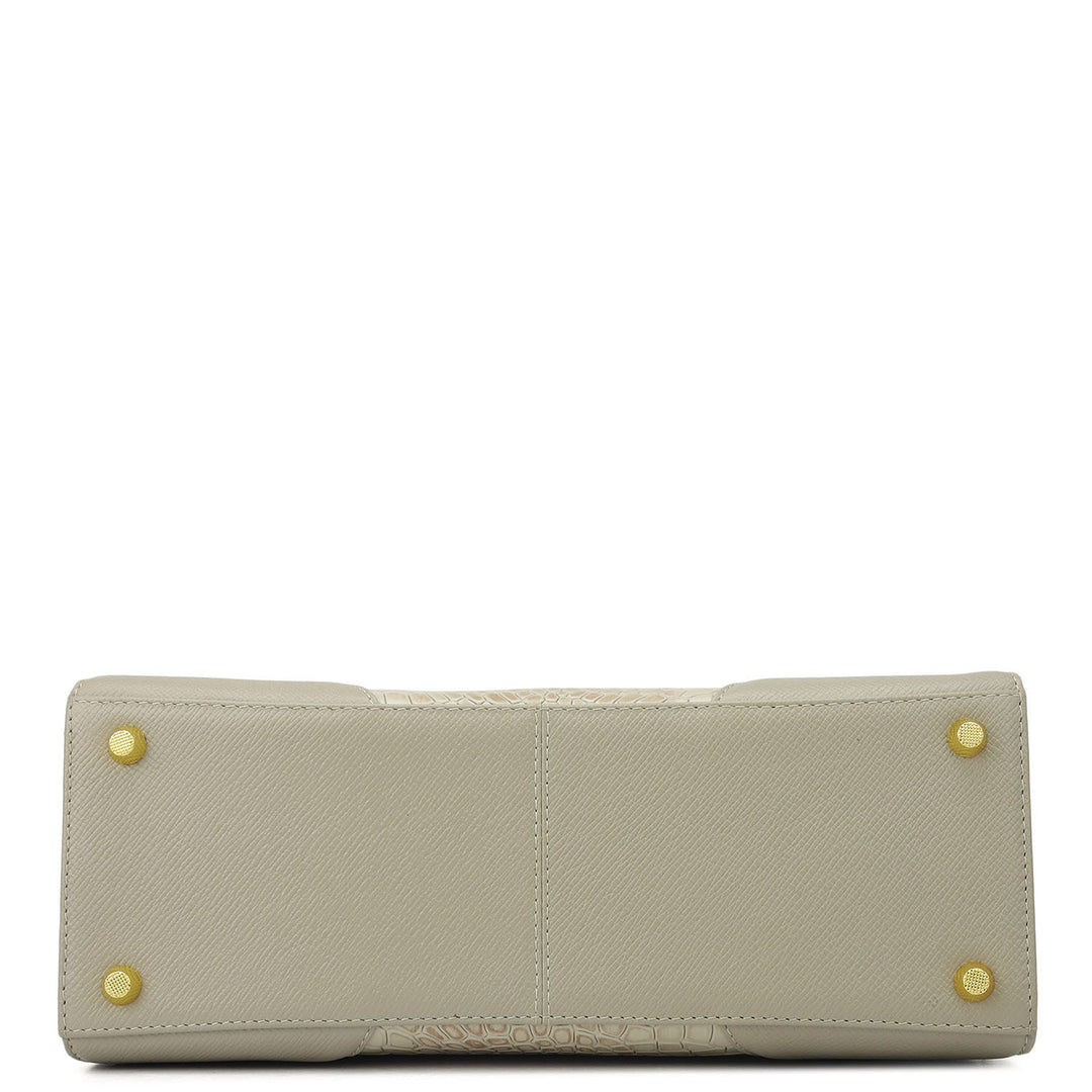 Medium Croco Franzy Leather Satchel - Frost
