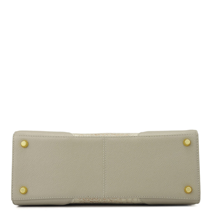 Medium Croco Franzy Leather Satchel - Frost