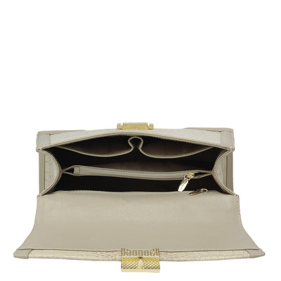 Medium Croco Franzy Leather Satchel - Frost