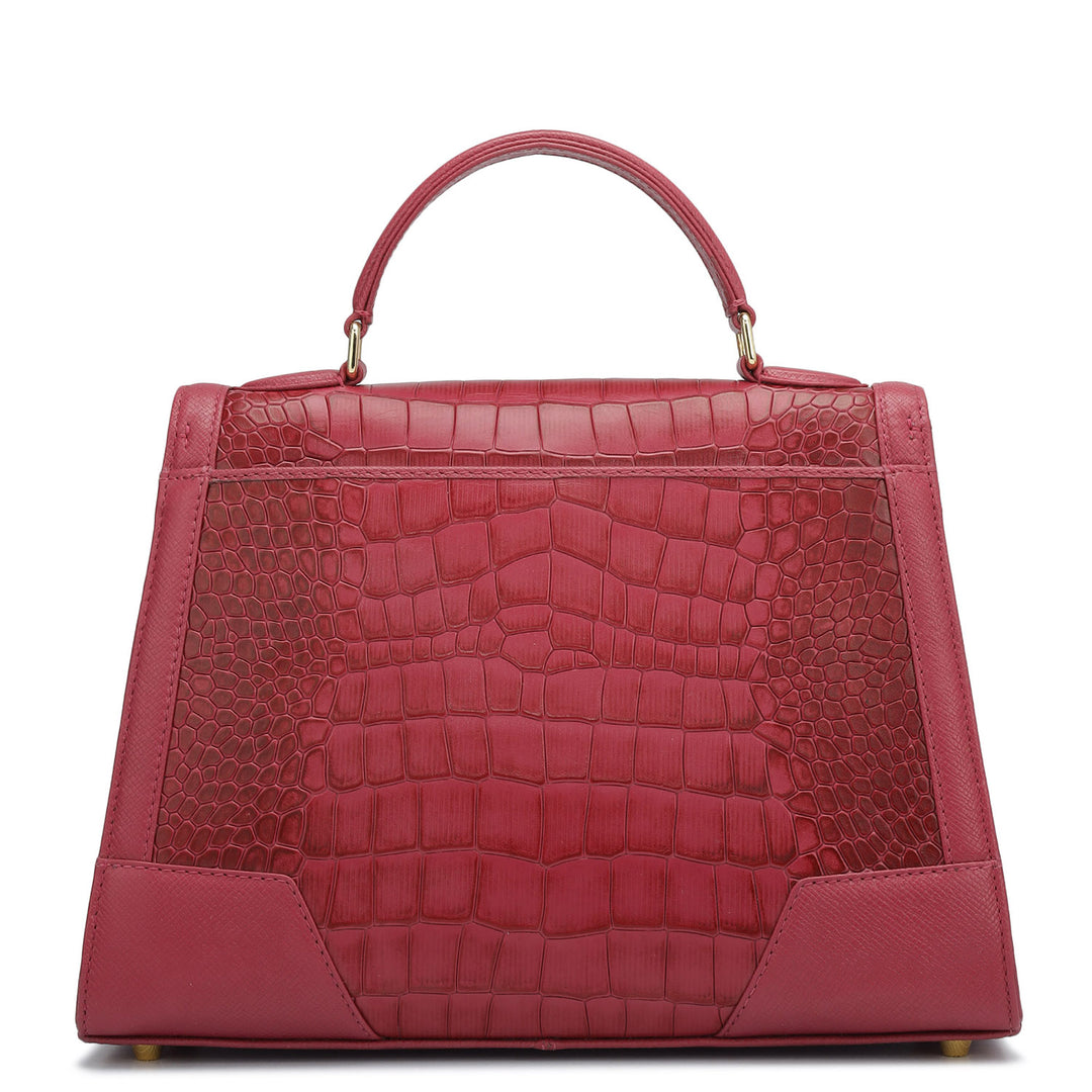 Medium Croco Franzy Leather Satchel - Plumberry