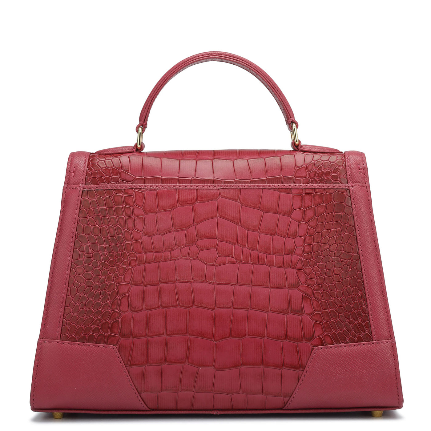 Medium Croco Franzy Leather Satchel - Plumberry