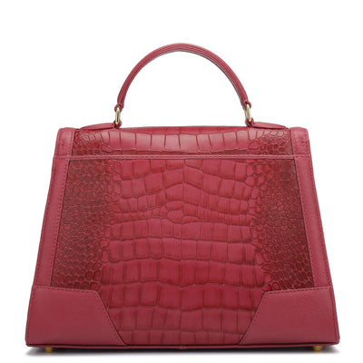 Medium Croco Franzy Leather Satchel - Plumberry