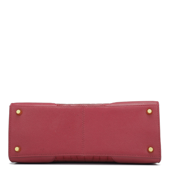 Medium Croco Franzy Leather Satchel - Plumberry