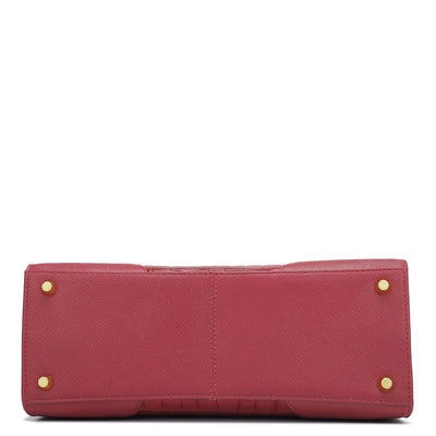 Medium Croco Franzy Leather Satchel - Plumberry